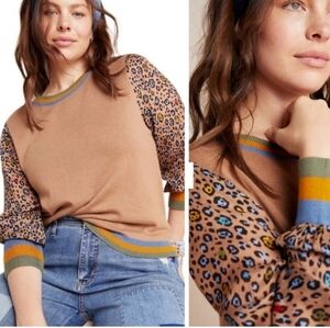 Anthropologie Conditions Apply Celina Leopard Sweater, Small